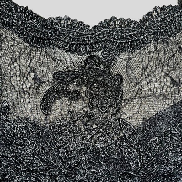 ZINNIA ELEGANS Heavy Black Lace Cropped Built in Bra Top Prom Ball Formal -NWT - Picture 4 of 13